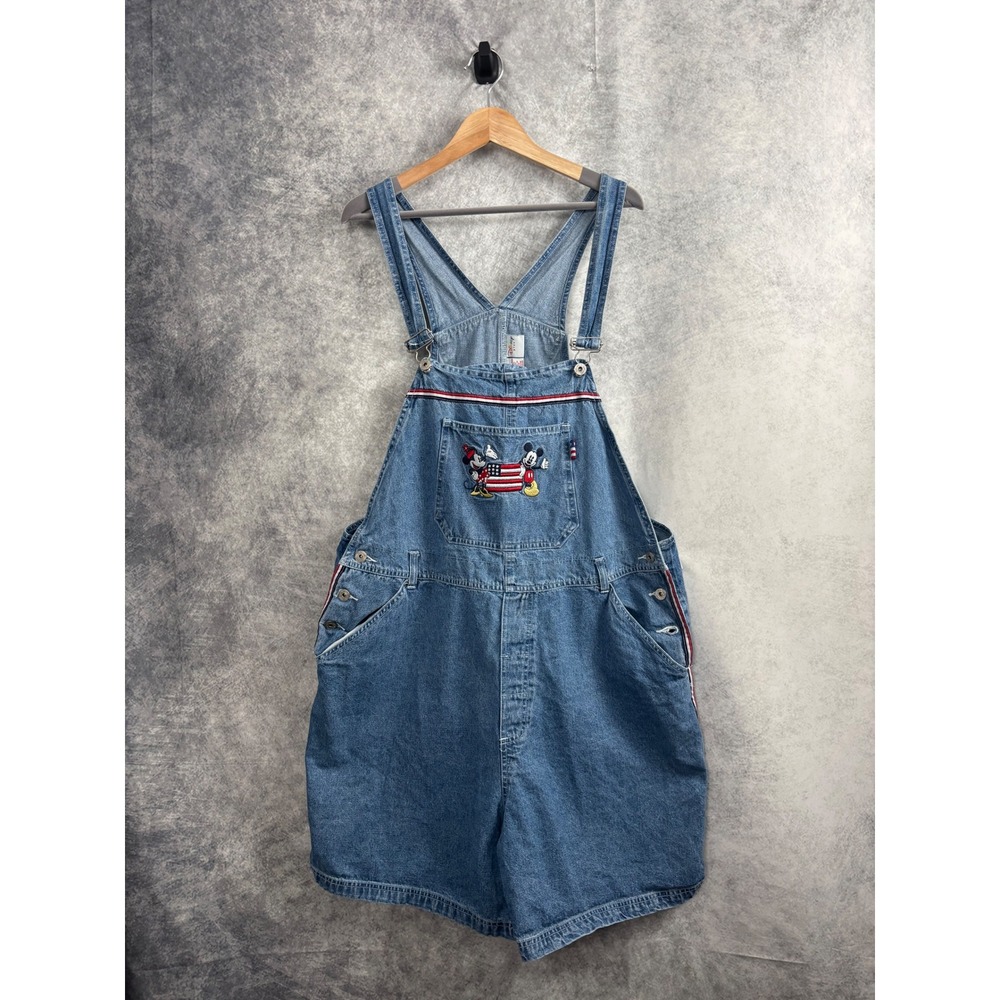 Disney Plus Shortall Overall Shorts USA Flag Mickey Minnie Mouse Size 22W
